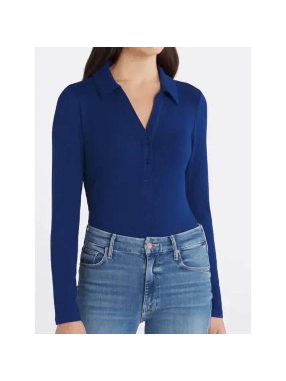 Violets & Roses NWT Women's Bright Deep Blue Ribbed Bodysuit Size 1X